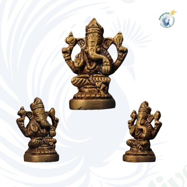 Brass Lord Ganesha Mini Idol - Image 3