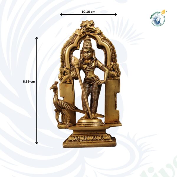 Divine Brass Lord Murugan Idol | Kartikeya Statue with Peacock - Image 3