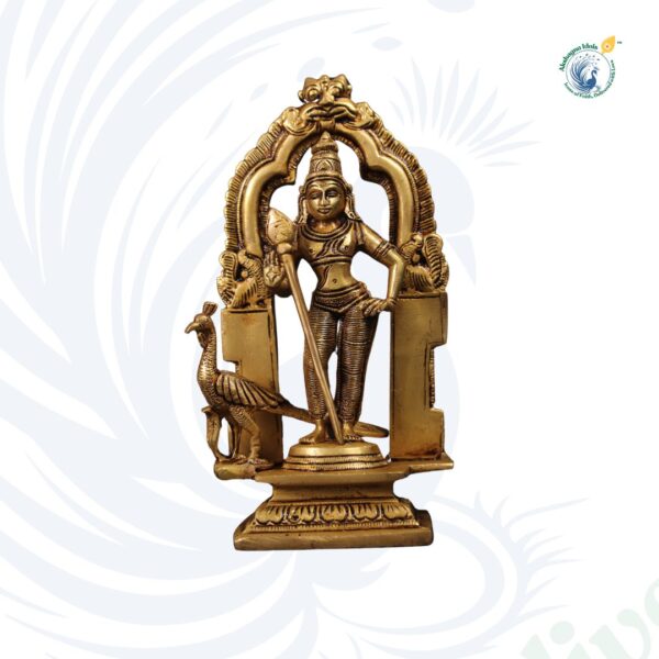 Divine Brass Lord Murugan Idol | Kartikeya Statue with Peacock