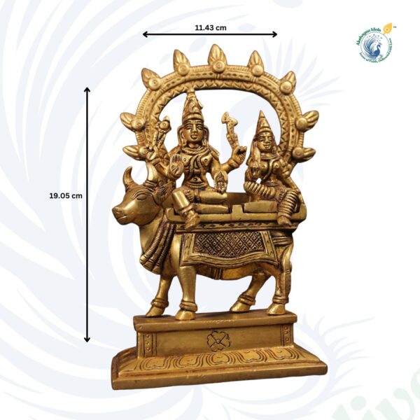 Shiva Parvati on Nandi Brass Idol – Divine Blessings in Exquisite Craftsmanship - Image 3