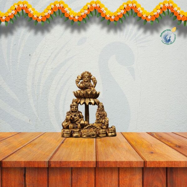 Brass Lord Kubera & Goddess Lakshmi Idol Set – A Symbol of Wealth, Prosperity & Abundance - Image 3