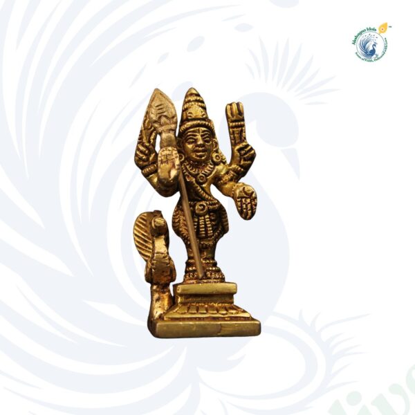 Divine Brass Lord Murugan with Peacock Idol – Antique Finish | 7.6 cm