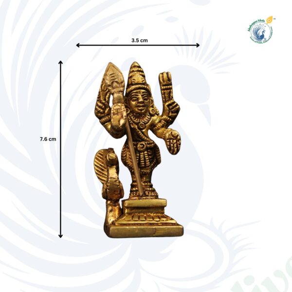 Divine Brass Lord Murugan with Peacock Idol – Antique Finish | 7.6 cm - Image 2