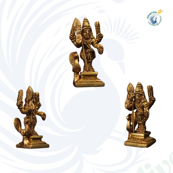 Divine Brass Lord Murugan with Peacock Idol – Antique Finish | 7.6 cm - Image 3