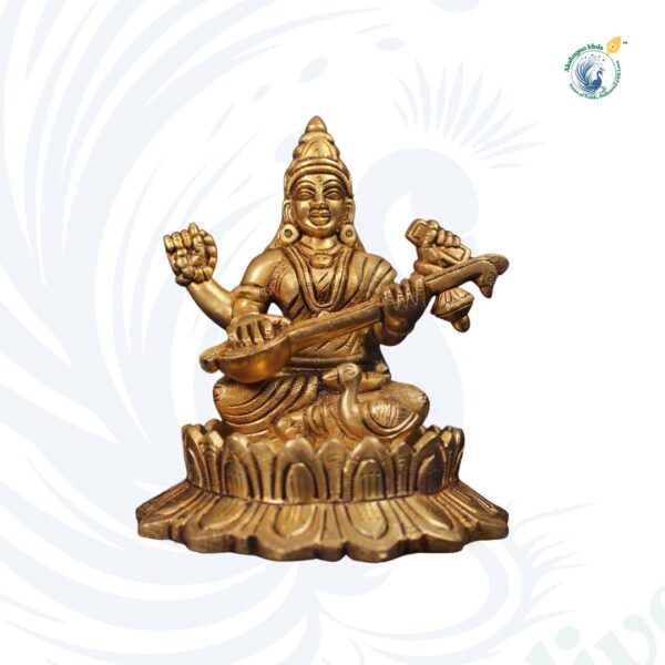 Traditional Brass Saraswati Statue – Perfect for Study Rooms & Temples