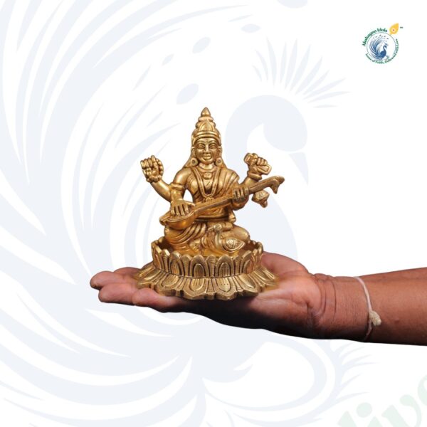 Traditional Brass Saraswati Statue – Perfect for Study Rooms & Temples - Image 2