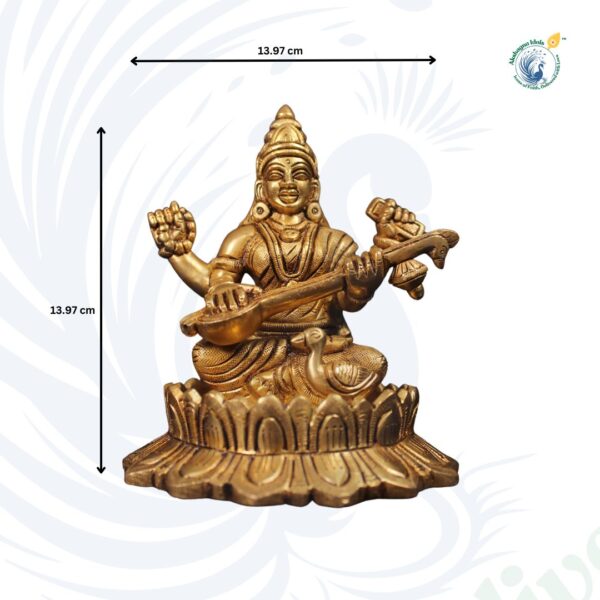 Traditional Brass Saraswati Statue – Perfect for Study Rooms & Temples - Image 3