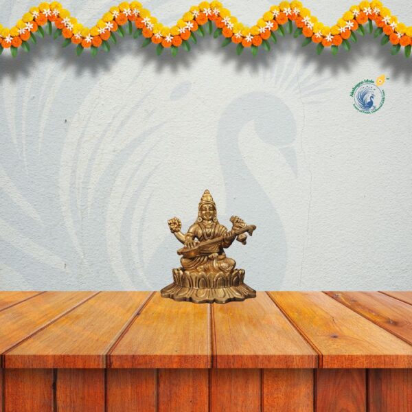 Traditional Brass Saraswati Statue – Perfect for Study Rooms & Temples - Image 4