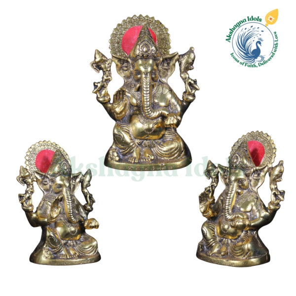 German Silver Lord Ganesha Golden Idol – A Symbol of Divine Blessings - Image 2