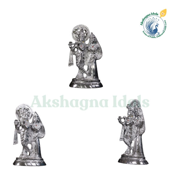 Elegant White Metal Radha Krishna Idol | Handcrafted Romantic Krishna & Radha Statue | Divine Love & Harmony Symbol | Home, Temple & Gift Decor - Image 2