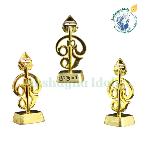 Divine Muruga Vel Symbol – Gold-Plated Spiritual Idol - Image 2