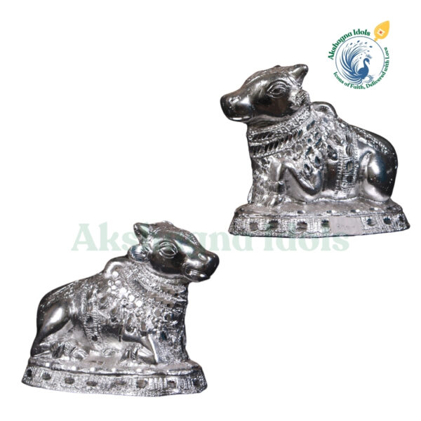 Divine White Metal Nandi Idol | Handcrafted Sacred Bull Statue | Symbol of Strength, Devotion & Prosperity | Perfect for Home, Temple & Gift Decor - Image 3