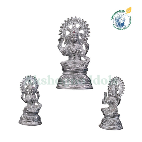 Divine White Metal Goddess Maha Lakshmi Idol | Handcrafted Laxmi Statue for Wealth & Prosperity | Puja, Home & Office Decor | Spiritual Gift" - Image 2