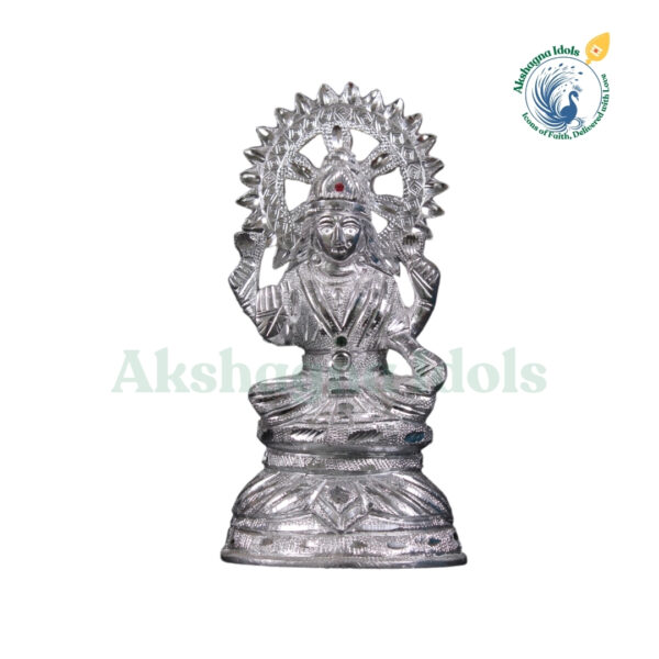 Divine White Metal Goddess Maha Lakshmi Idol | Handcrafted Laxmi Statue for Wealth & Prosperity | Puja, Home & Office Decor | Spiritual Gift"