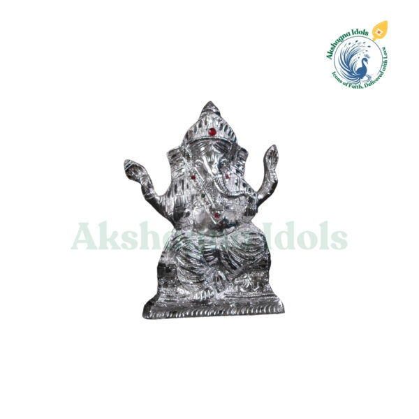 Divine White Metal Lord Ganesha Idol | Handcrafted Ganpati Statue for Wisdom & Prosperity | Perfect for Home, Office, Puja & Gift Decor