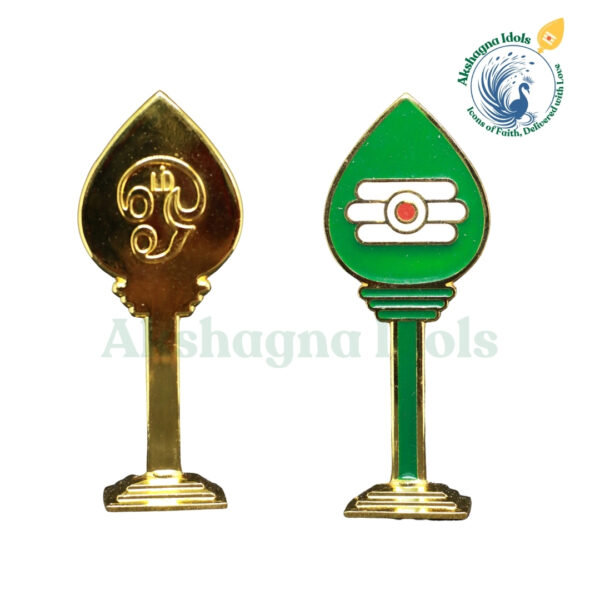 Green Vel with Thiruneeru Symbol – Gold-Plated Spiritual Idol - Image 2