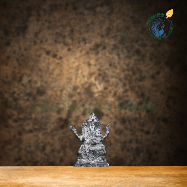 Divine White Metal Lord Ganesha Idol | Handcrafted Ganpati Statue for Wisdom & Prosperity | Perfect for Home, Office, Puja & Gift Decor - Image 3