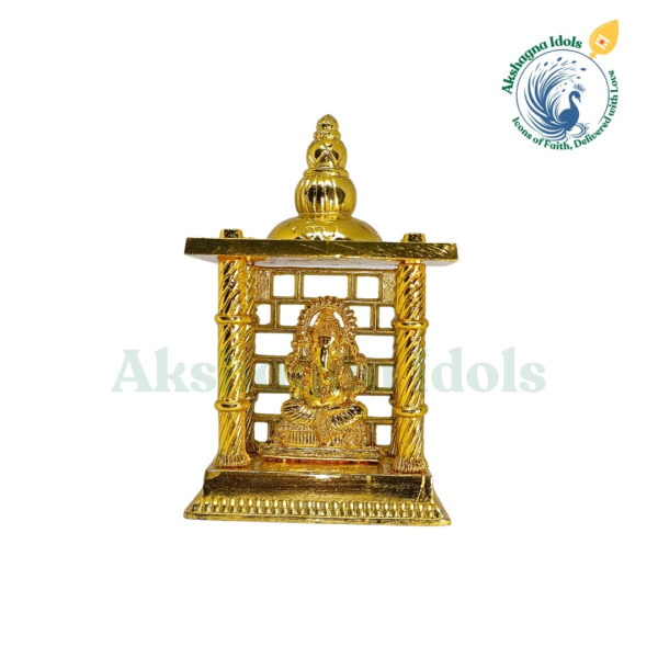 Premium German Silver Ganesha Golden Temple – Perfect for Worship & Gifting