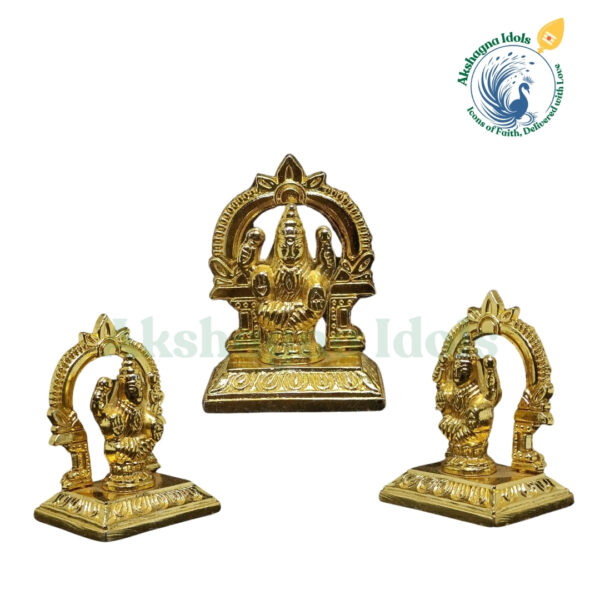 German Silver Goddess Mahalakshmi Golden Idol – 6 cm x 6 cm - Image 2