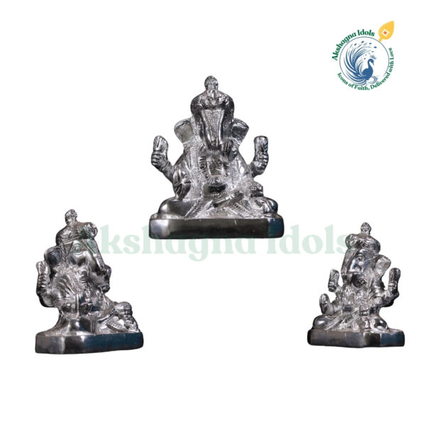 Divine White Metal Lord Ganesha Idol | Handcrafted Ganpati Statue for Wisdom & Prosperity | Perfect for Home, Temple, Office & Gift Decor - Image 3