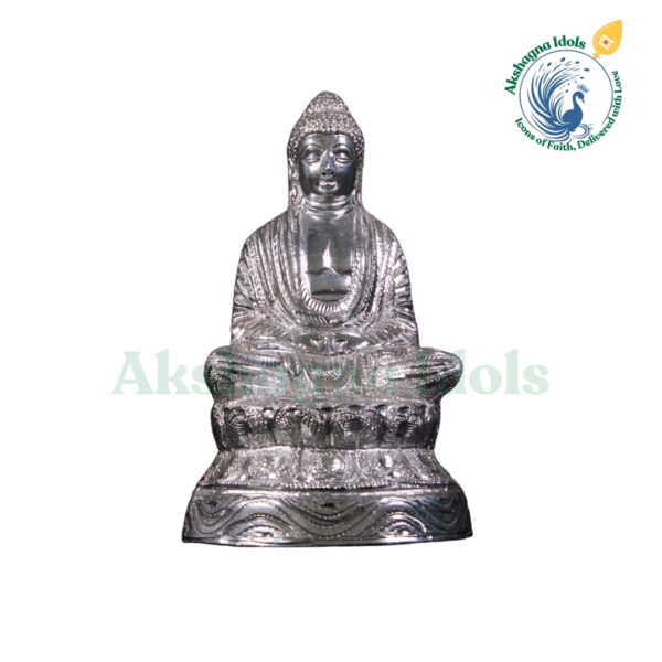 Elegant White Metal Buddha Idol | Handcrafted Meditation & Serenity Statue | Spiritual Home & Office Décor | Perfect for Zen, Feng Shui & Gift Purposes