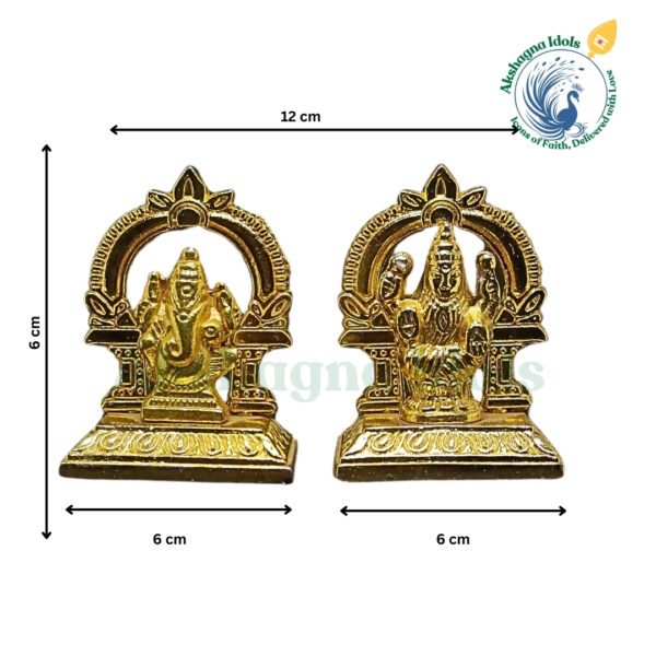 German Silver Lord Ganesha & Goddess Mahalakshmi Idol Set – 6 cm x 6 cm - Image 2