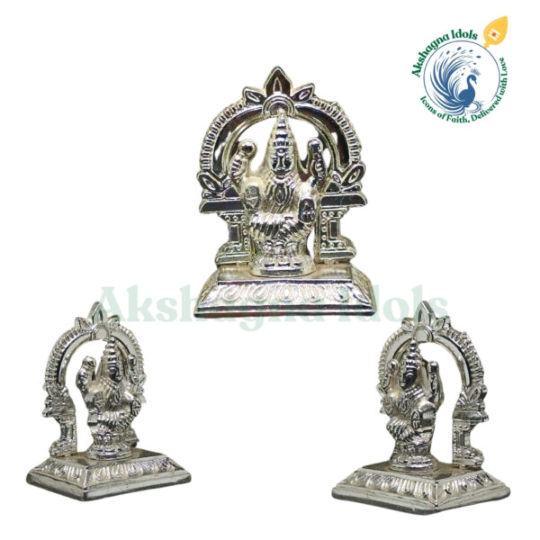 German Silver Goddess Mahalakshmi  Idol – 6 cm x 6 cm - Image 2