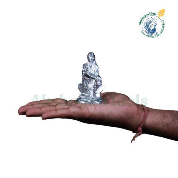 Sacred White Metal Shirdi Sai Baba Idol | Handcrafted Spiritual Statue for Blessings & Protection | Perfect for Home, Office, Puja & Gift Decor - Image 4