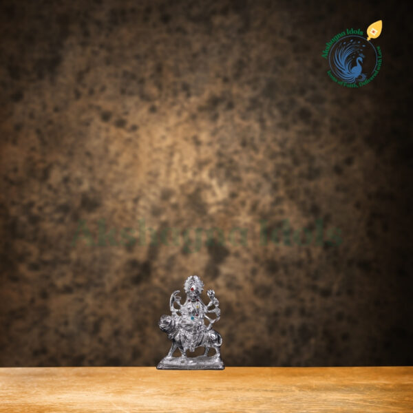 Divine White Metal Goddess Durga Idol | Handcrafted Maa Durga Statue on Lion | Symbol of Strength, Protection & Victory | Perfect for Home, Temple & Gift Decor - Image 3