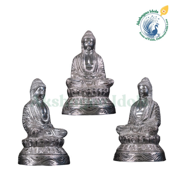 Elegant White Metal Buddha Idol | Handcrafted Meditation & Serenity Statue | Spiritual Home & Office Décor | Perfect for Zen, Feng Shui & Gift Purposes - Image 2