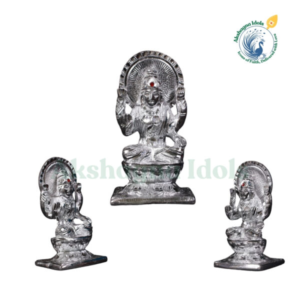 Divine White Metal Maha Lakshmi Idol | Handcrafted Goddess Laxmi Statue for Wealth & Prosperity | Perfect for Home, Office, Temple & Gift Decor - Image 2