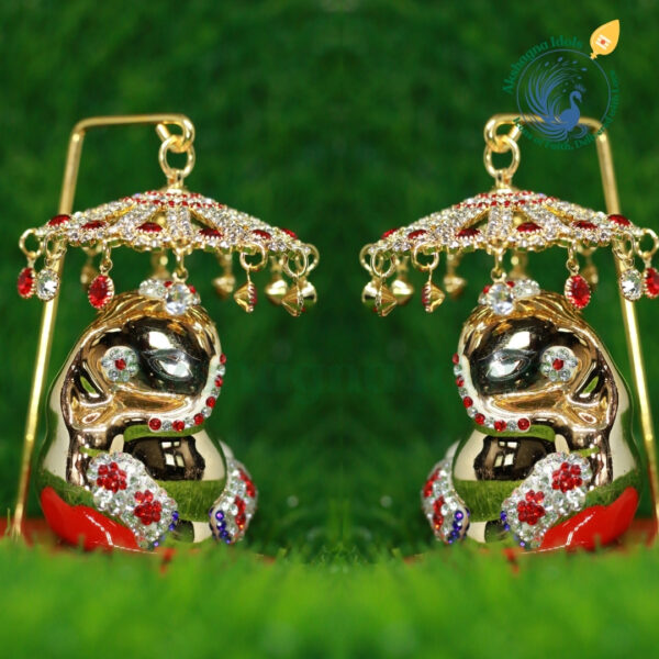 Exquisite Gold-Plated Lord Ganesha Idol with Ornate Umbrella – A Symbol of Prosperity and Protection - Image 3