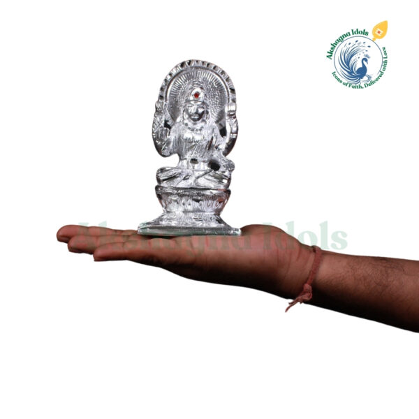 Divine White Metal Maha Lakshmi Idol | Handcrafted Goddess Laxmi Statue for Wealth & Prosperity | Perfect for Home, Office, Temple & Gift Decor - Image 3