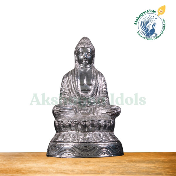 Elegant White Metal Buddha Idol | Handcrafted Meditation & Serenity Statue | Spiritual Home & Office Décor | Perfect for Zen, Feng Shui & Gift Purposes - Image 3