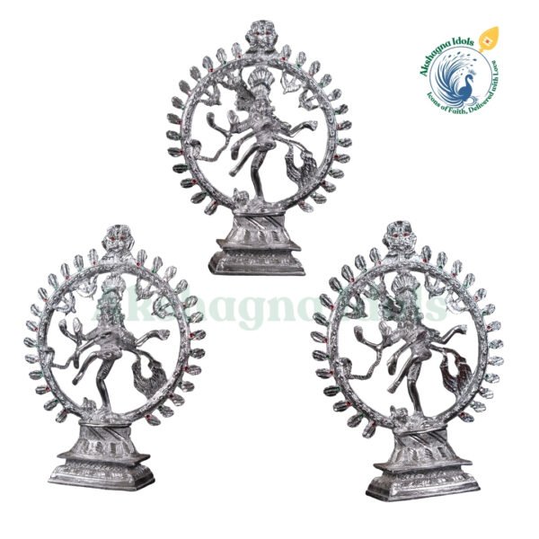 Divine White Metal Lord Nataraja Idol | Handcrafted Dancing Shiva Statue | Symbol of Cosmic Energy & Art | Perfect for Home, Temple & Gift Decor - Image 2