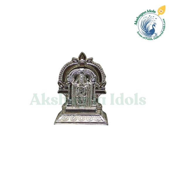 Silver Finish Lord Balaji Idol – 6 cm x 6 cm