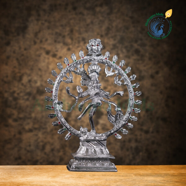 Divine White Metal Lord Nataraja Idol | Handcrafted Dancing Shiva Statue | Symbol of Cosmic Energy & Art | Perfect for Home, Temple & Gift Decor - Image 3