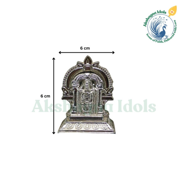 Silver Finish Lord Balaji Idol – 6 cm x 6 cm - Image 2