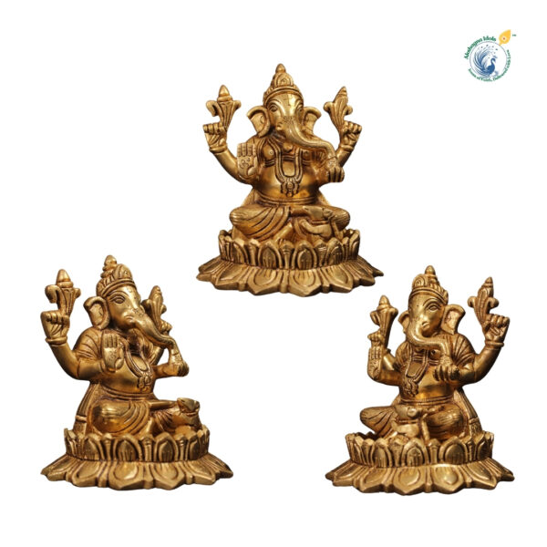 Royal Brass Ganesh Idol on Lotus – Embrace Wealth, Peace & Positivity - Image 2