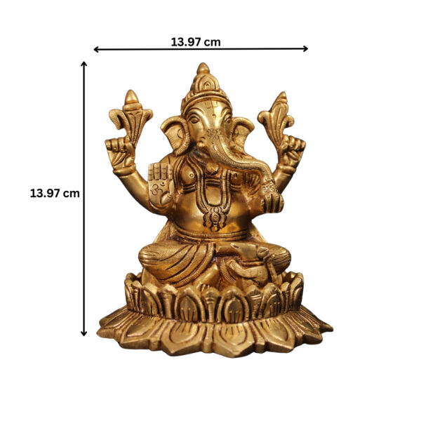 Royal Brass Ganesh Idol on Lotus – Embrace Wealth, Peace & Positivity - Image 3