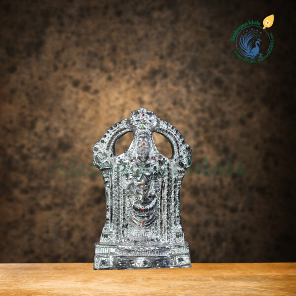 "Divine White Metal Lord Venkateswara Idol | Handcrafted Balaji Tirupati Statue with Intricate Detailing | Perfect for Home, Temple & Gift Decor - Image 3