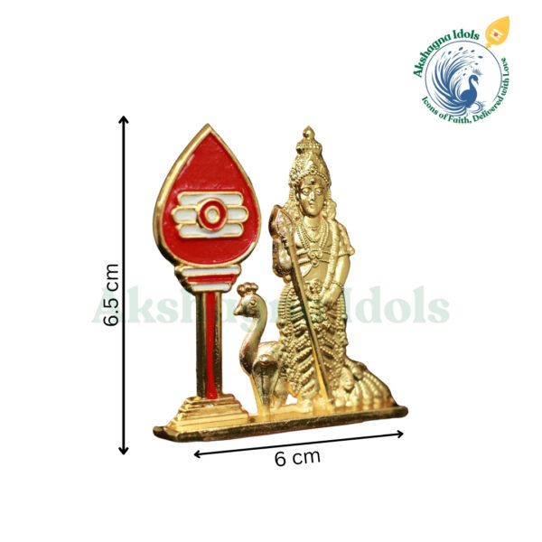 Lord Murugan with Vel and Peacock – Gold-Plated Divine Idol - Image 3