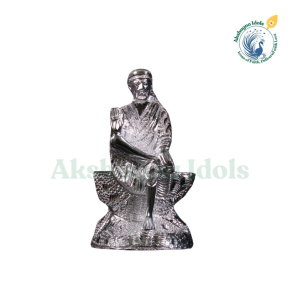 Divine White Metal Shirdi Sai Baba Idol | Handcrafted Sai Baba Statue for Blessings & Positivity | Perfect for Home, Temple & Gift Decor