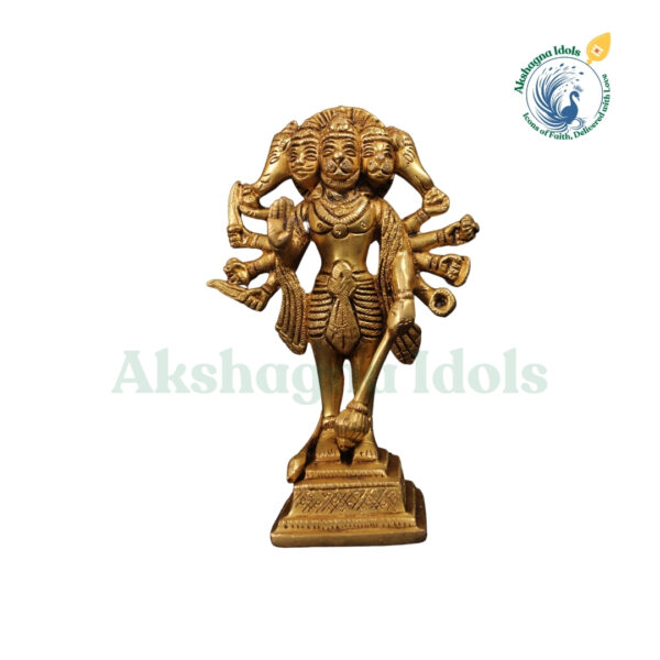 Brass Panchamukhi Hanuman Idol – Protector & Bestower of Strength and Courage