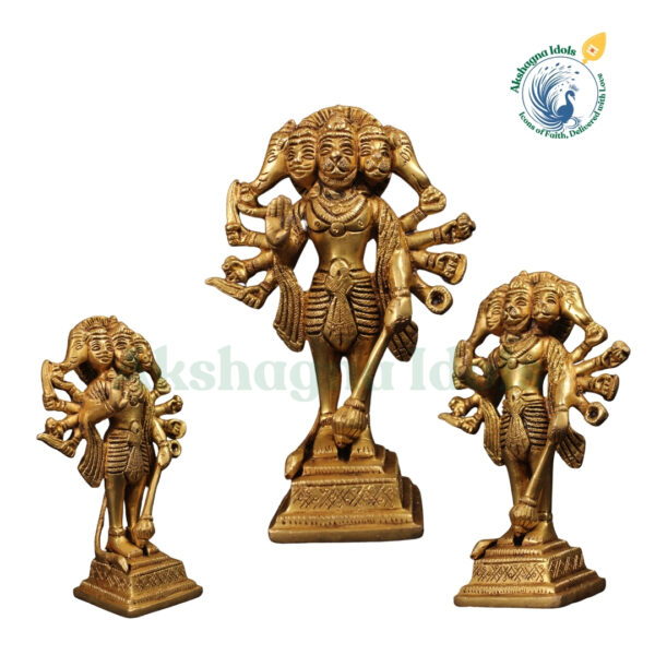 Brass Panchamukhi Hanuman Idol – Protector & Bestower of Strength and Courage - Image 2