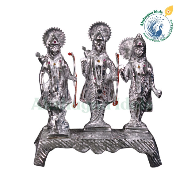 Divine White Metal Ram Darbar Idol | Handcrafted Ram, Sita, Lakshman & Hanuman Statue | Spiritual Home, Office & Puja Room Decor | Hindu Religious Gift