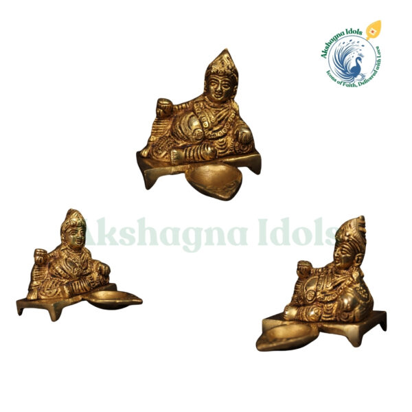 Divine Brass Lord Kubera Idol with Deepam – Symbol of Wealth & Prosperity  9 cm - Image 2