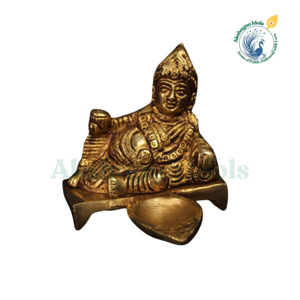 Divine Brass Lord Kubera Idol with Deepam – Symbol of Wealth & Prosperity  9 cm