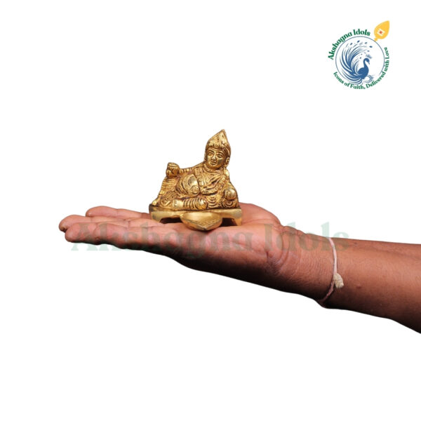 Divine Brass Lord Kubera Idol with Deepam – Symbol of Wealth & Prosperity  9 cm - Image 3