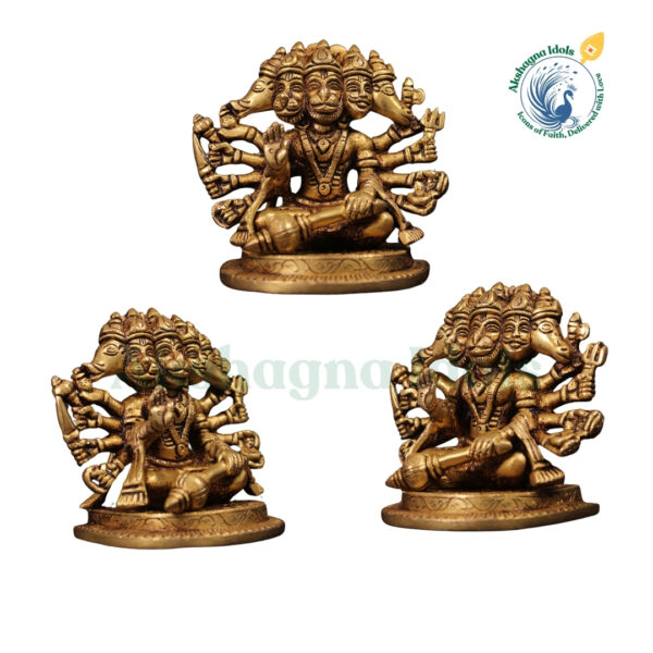 Handcrafted Brass Panchmukhi Hanuman – Radiating Strength & Protection - Image 2